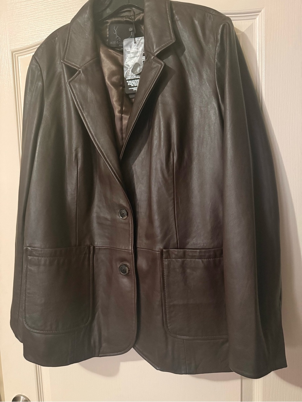 Bod&Christensen Classic Women's in Queen Brown Leather Blazer Jacket Size Large
